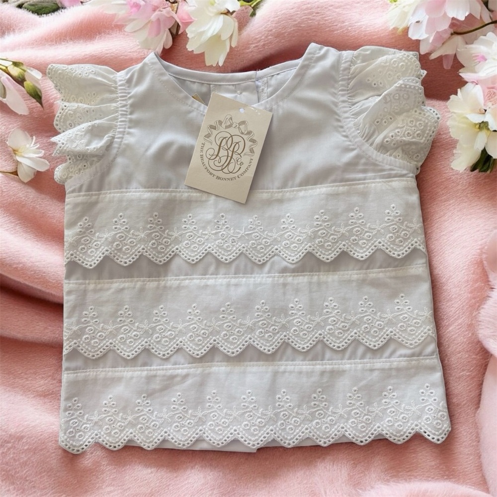 The Beaufort Bonnet Company White Eyelet Lace Blouse 6-12M